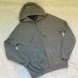 Polo Ralph Lauren Men’s cotton full zip hoodie sweater in size large color gray